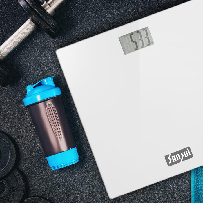 Sansui Digital Personal Human Body Weighing Scale, Bathroom Weight Machine (150 kg, White)