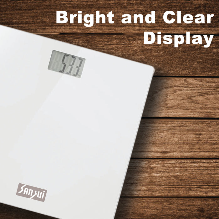 Sansui Digital Personal Human Body Weighing Scale, Bathroom Weight Machine (150 kg, White)