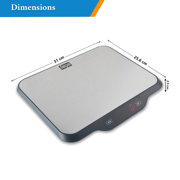Sansui Electronics Digital Stainless Steel Kitchen Scale, Red LED Display (15 kg, Grey)