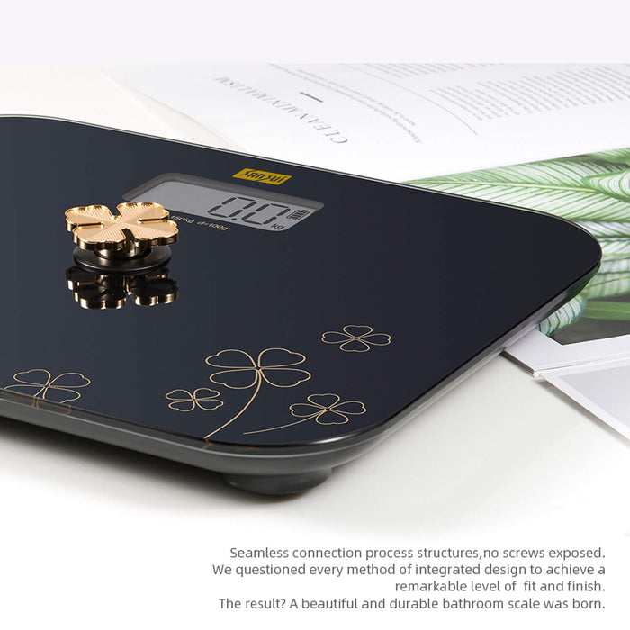Sansui Personal Scale - Battery Free - Golden Button (150Kg, Black)