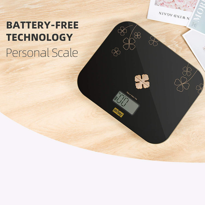 Sansui Personal Scale - Battery Free - Golden Button (150Kg, Black)