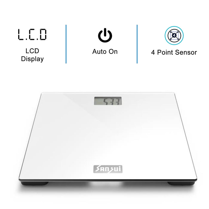 Sansui Digital Personal Human Body Weighing Scale, Bathroom Weight Machine (150 kg, White)