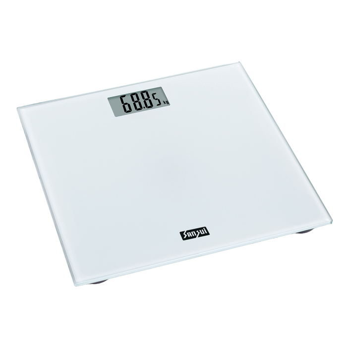 Sansui Personal Weighing Scale, Bathroom Weight Machine with Large LCD Display (180 kg, White)