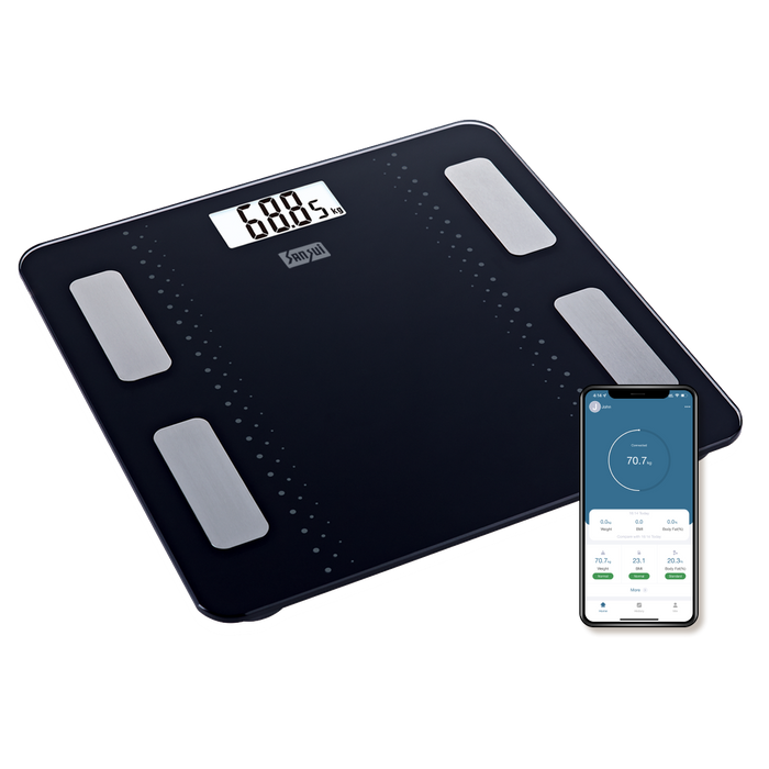 Sansui Smart Body Fat Analyser | Bluetooth Enabled with Smart App (180Kg, White)