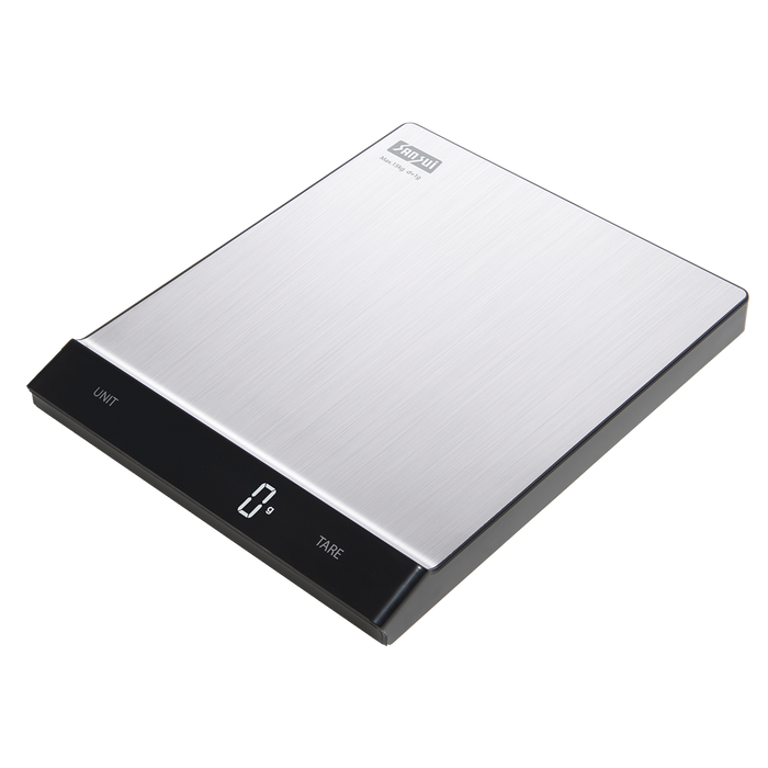 Sansui Stainless Steel Digital Kitchen Scale, 15 kg (Black - White LED Display)