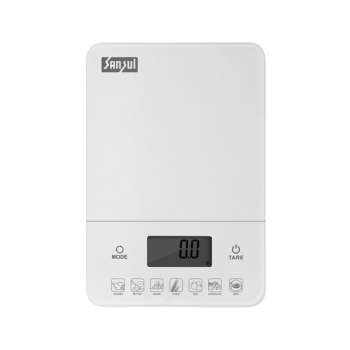 Sansui Electronics Digital Kitchen Scale, Measures 7 Nutritions (10 kg, White)
