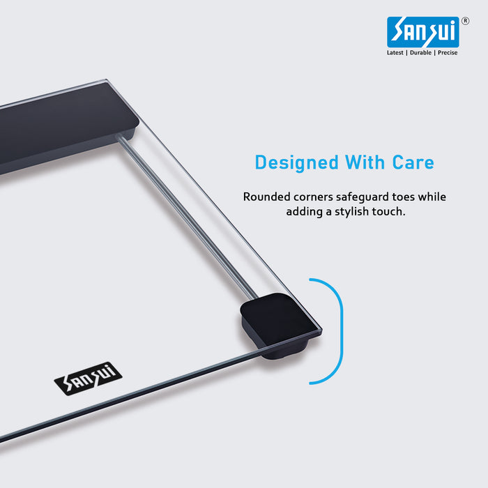 Sansui Personal Weighing Scale, Bathroom Weight Machine with Backlight LCD Display (180 kg, Transparent)