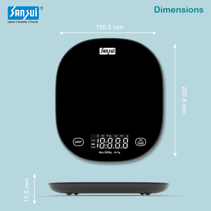 Sansui Smart Kitchen Scale | Bluetooth Enabled with Smart App (5 kg, Black)