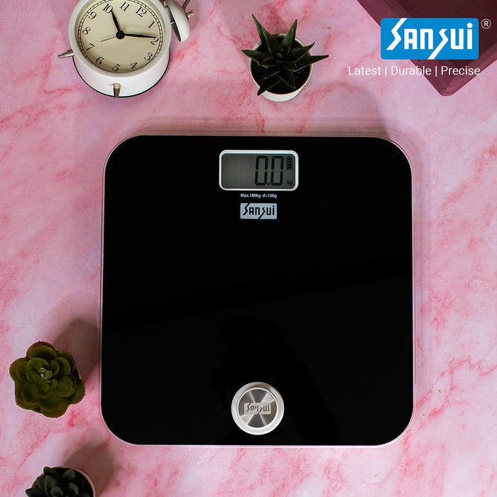 Sansui Electronics Battery-free Digital Bathroom Body Weighing Scale (180 kg, Black)