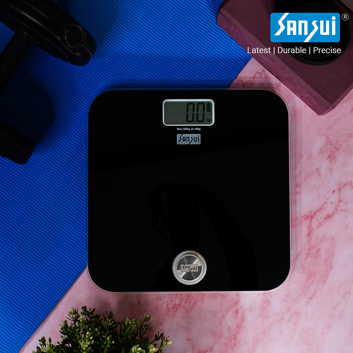 Sansui Electronics Battery-free Digital Bathroom Body Weighing Scale (180 kg, Black)