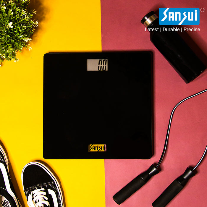 Sansui Digital Personal Human Body Weighing Scale, Bathroom Weight Machine (150 kg, Black)
