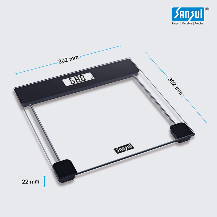 Sansui Personal Weighing Scale, Bathroom Weight Machine with Backlight LCD Display (180 kg, Transparent)