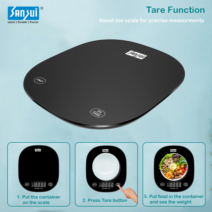 Sansui Smart Kitchen Scale | Bluetooth Enabled with Smart App (5 kg, Black)