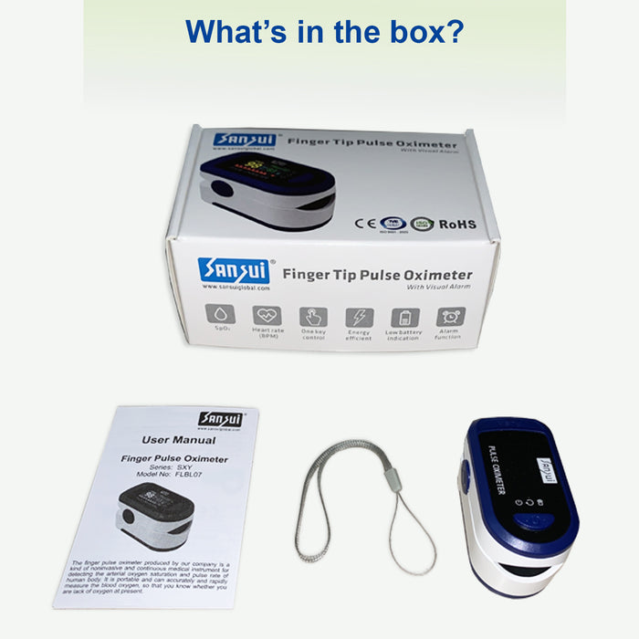 Sansui Digital Pulse Oximeter with Visual Alarm (Made in India) (Deep Blue)