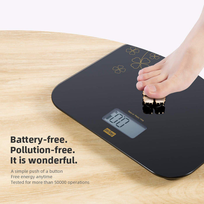 Sansui Personal Scale - Battery Free - Golden Button (150Kg, Black)