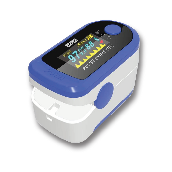 Sansui Digital Fingertip Pulse Oximeter with Visual Alarm (Made in India) (Blue)