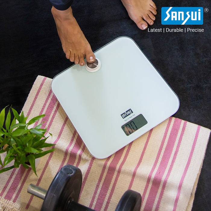 Sansui Electronics Battery-free Digital Bathroom Body Weighing Scale (180 kg, White)