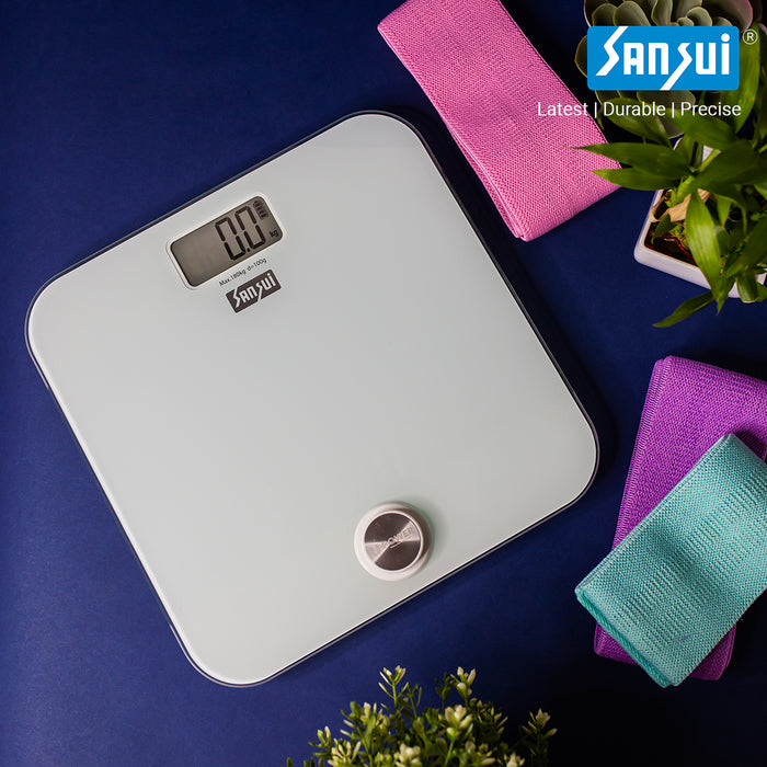Sansui Electronics Battery-free Digital Bathroom Body Weighing Scale (180 kg, White)