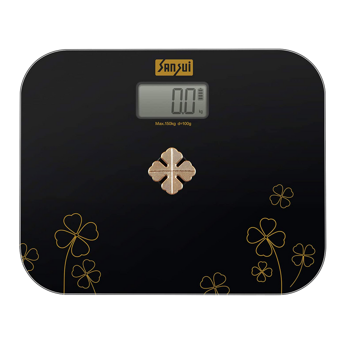 Sansui Personal Scale - Battery Free - Golden Button (150Kg, Black)