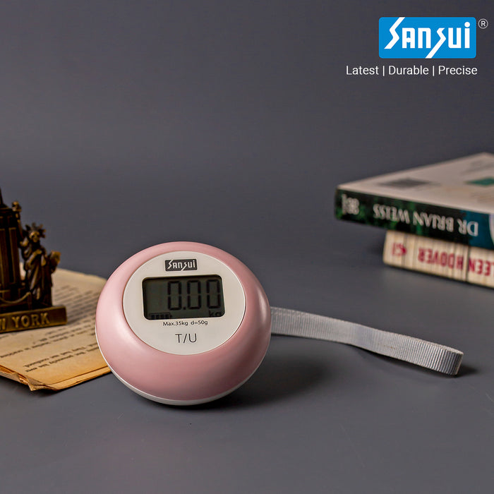 Sansui Electronics Battery-Free Portable Digital Luggage Scale with Nylon Strap (35 kg, White-Pink)