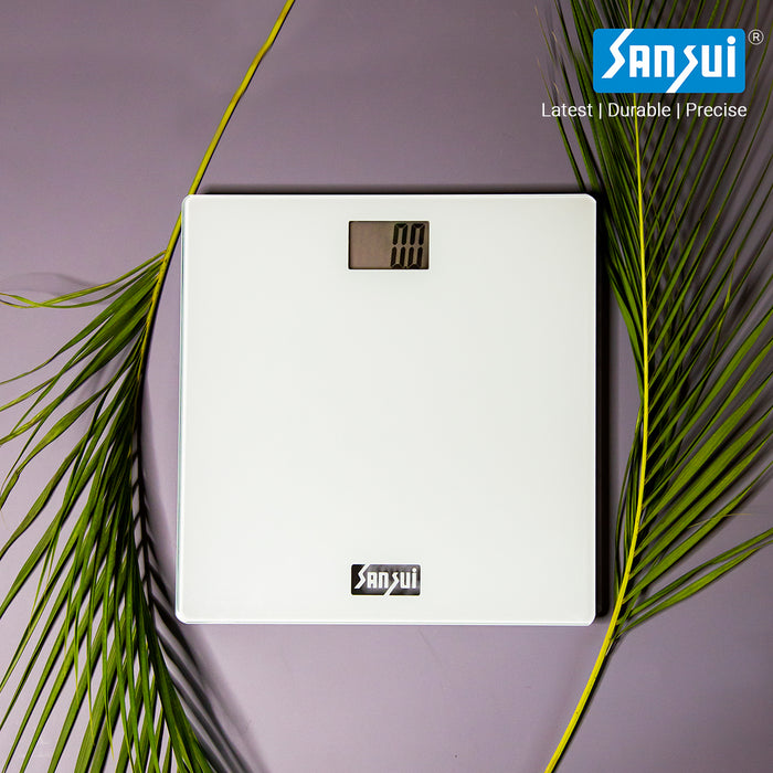 Sansui Digital Personal Human Body Weighing Scale, Bathroom Weight Machine (150 kg, White)