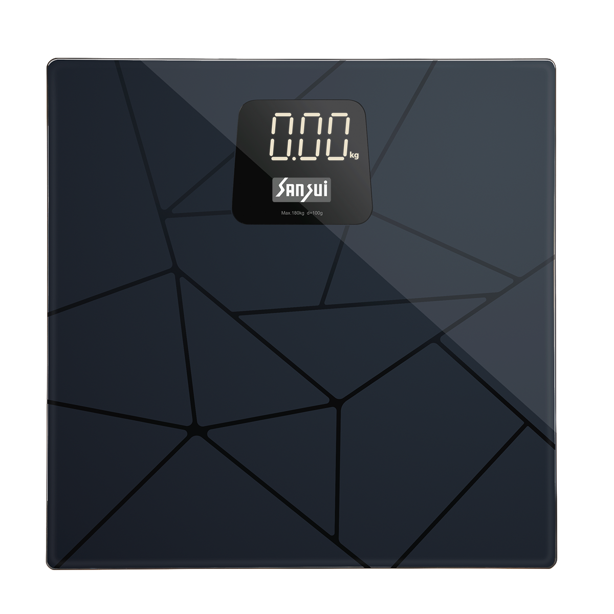 Sansui Digital Bathroom Scale with White LED Display, 180 kg (Black